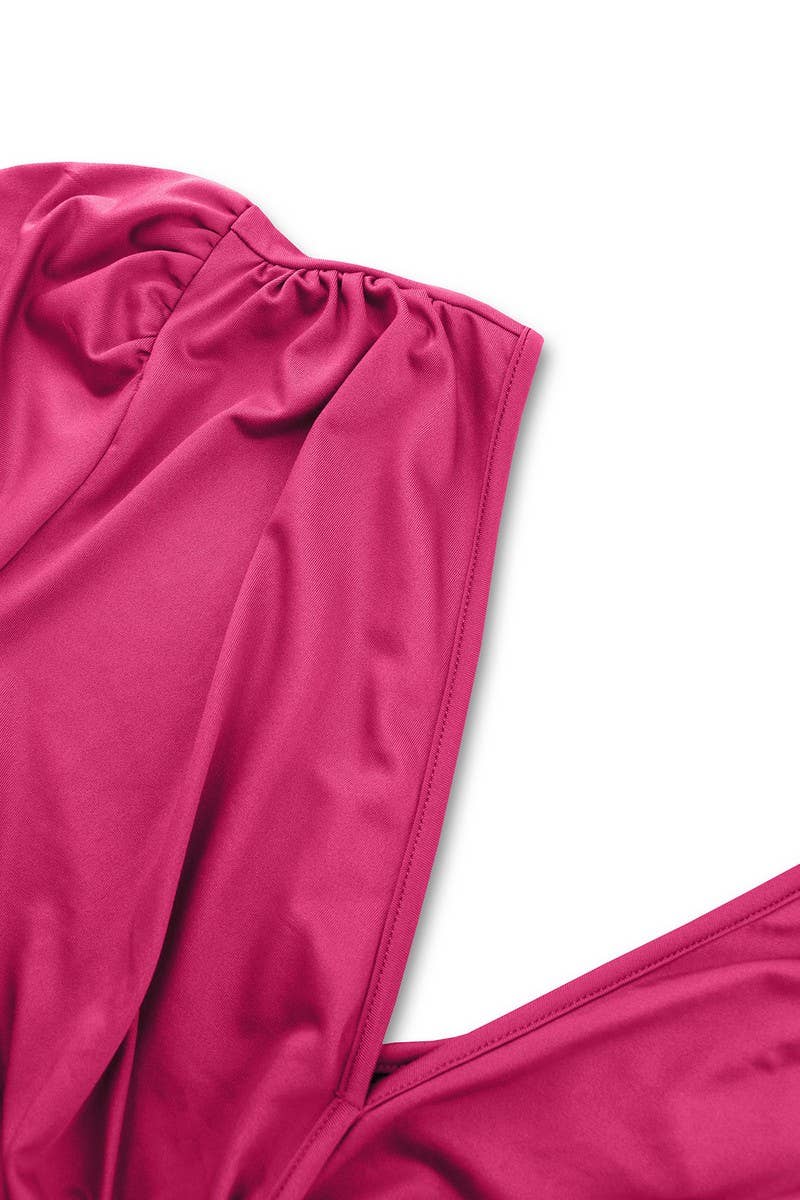 CWDMD3998_SOLID COLOR V-NECK LONG SLEEVE SLIT LONG DRESS