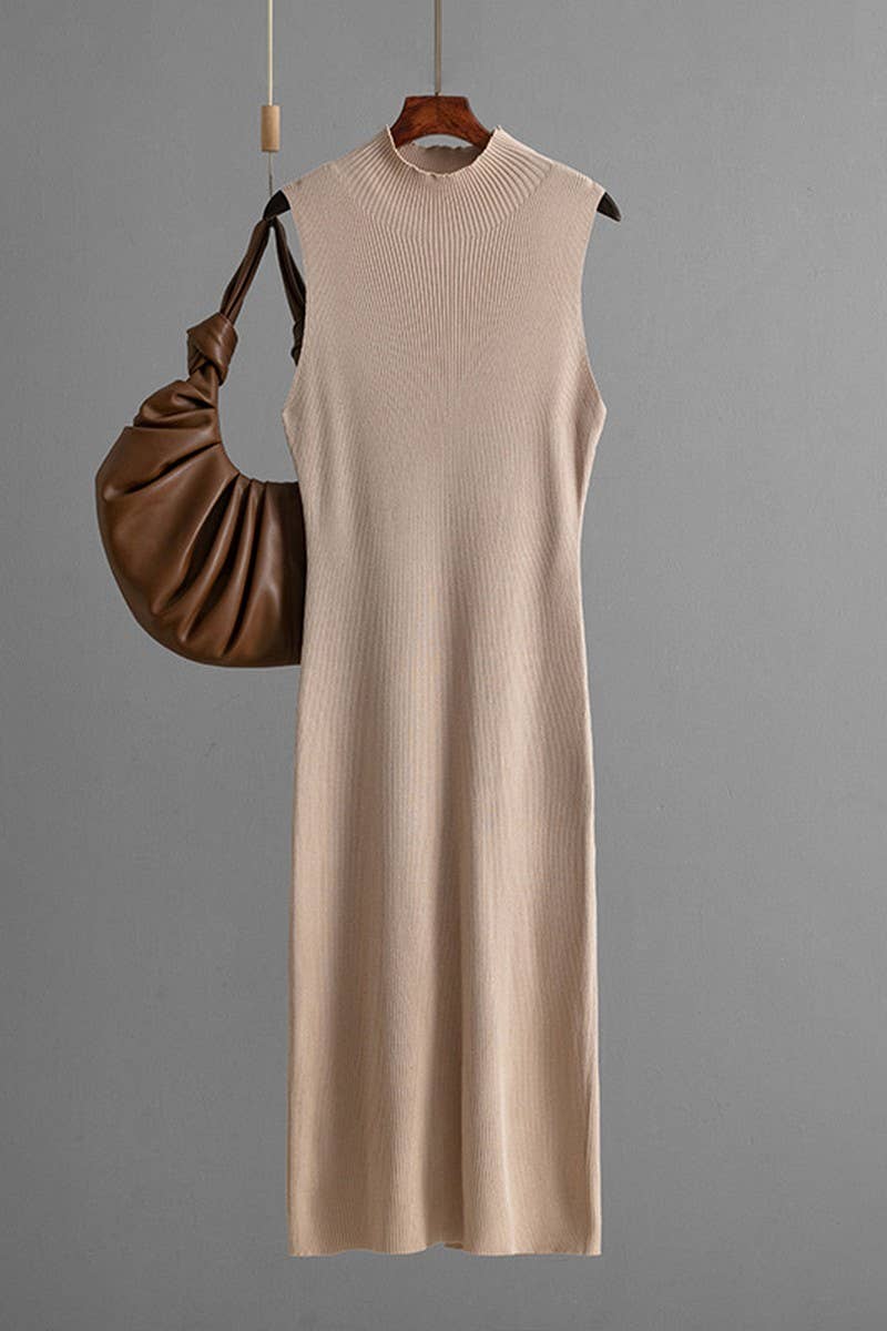 CWDMD01156_SOLID SLEEVELESS KNIT BODYCON TANK DRESS