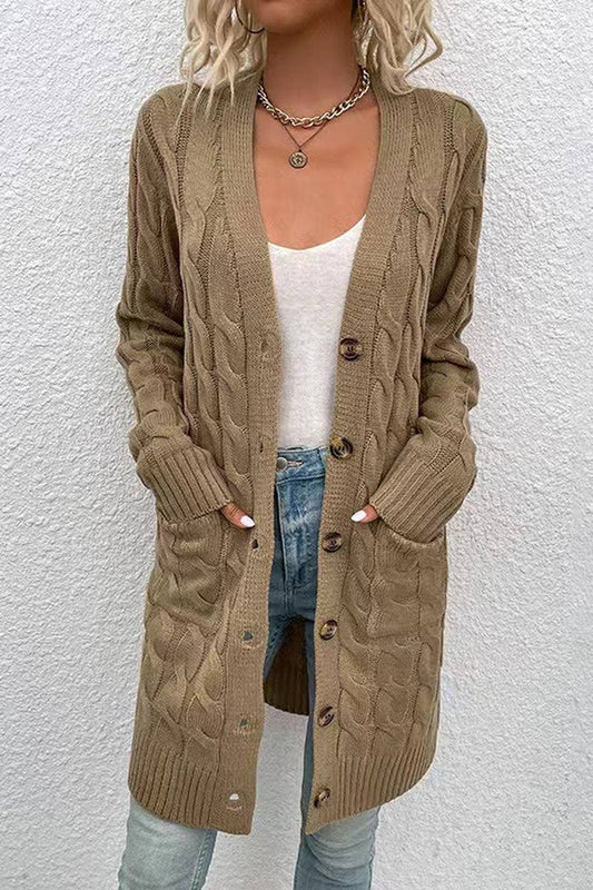 CWOCAL00832_SINGLE-BREASTED CASUAL KNITTED CARDIGAN JACKET