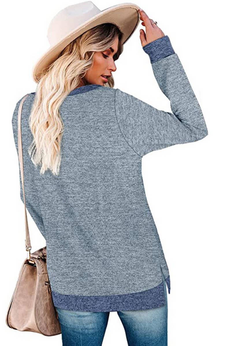 CWTBLL3686_COLORBLOCK SLIT LOOSE CASUAL PULLOVER TOP