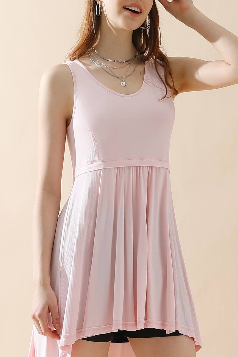 CWTTSL202_SCOOP NECK SLEEVLESS RUFFLE LONG TOP