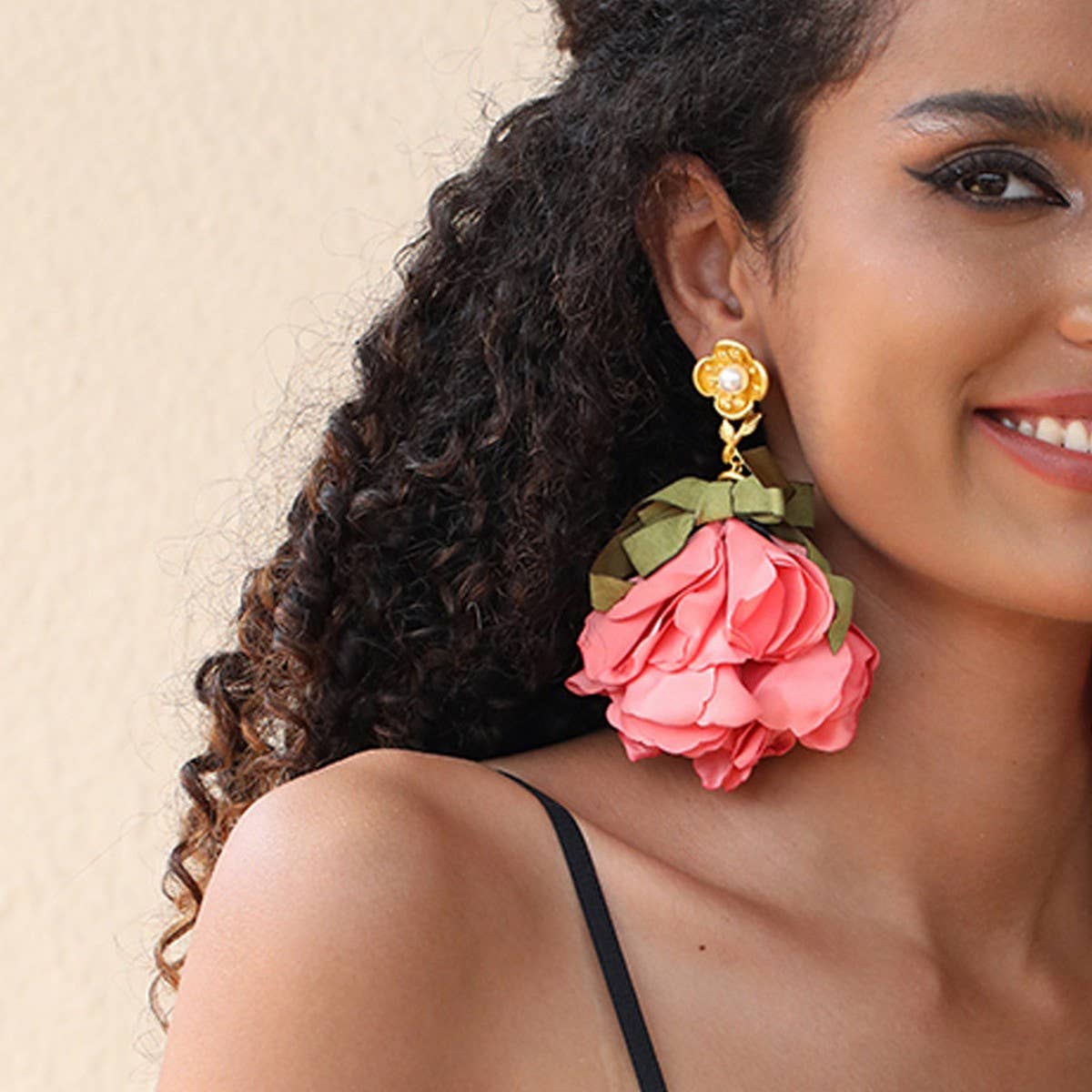 Handmade Fabric Flower Earrings Bold Spring Design