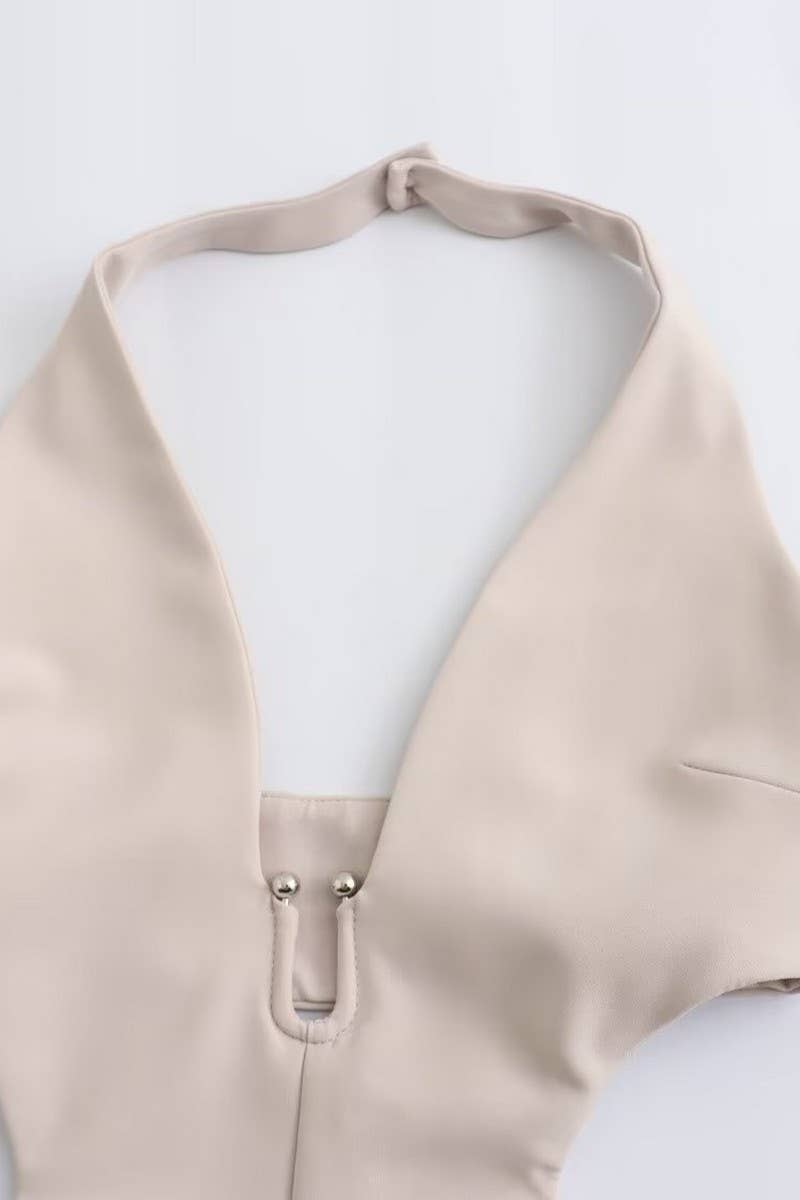 CWSJS1262_SOLID COLOR HALTER NECK BACKLESS LONG JUMPSUIT