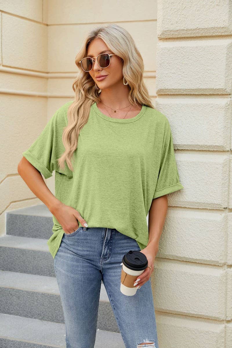 CWTTS1083_ROUND NECK SHORT SLEEVE BAGGY TOP
