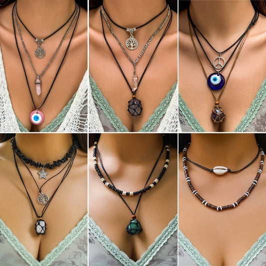 NEW DEVIL BLUE EYES VINTAGE BEADED NECKLACE