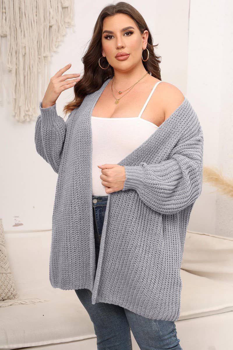 CWOSWL07412_PLUS SIZE WOMEN OVERSIZED CHUNKY KNIT CARDIGAN