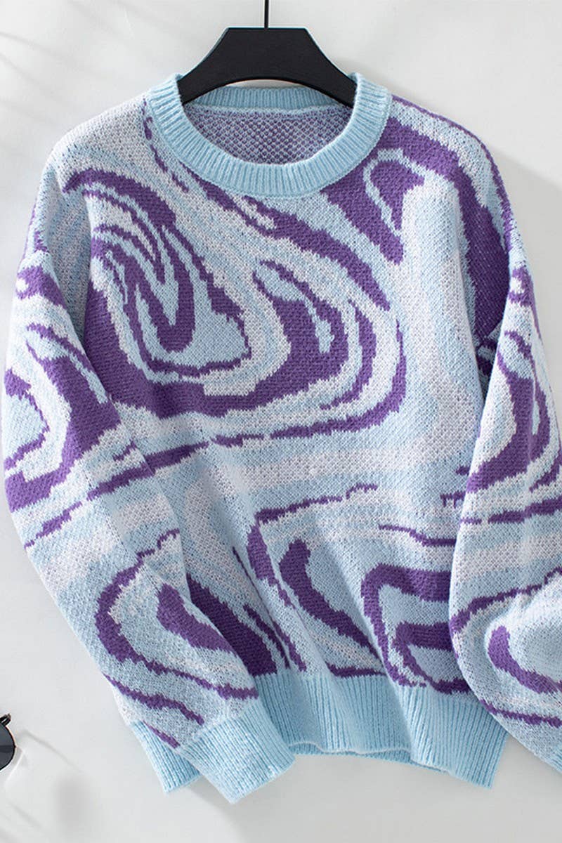 CWOSWL2866_ABSTRACT PATTERN JACQUARD-KNIT SWEATER