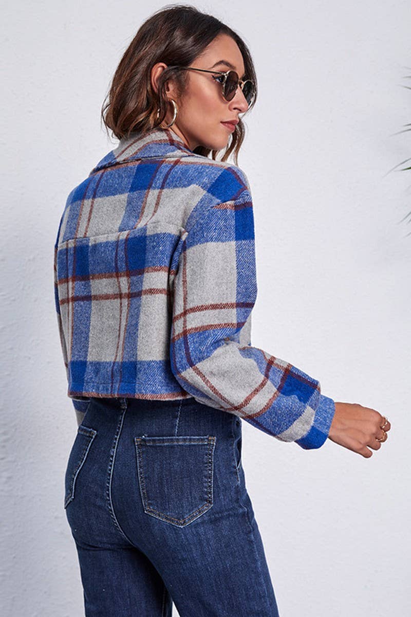 CWOCO0419_PLAID LANTERN SLEEVE LONG AND SHORT WOOLEN COAT