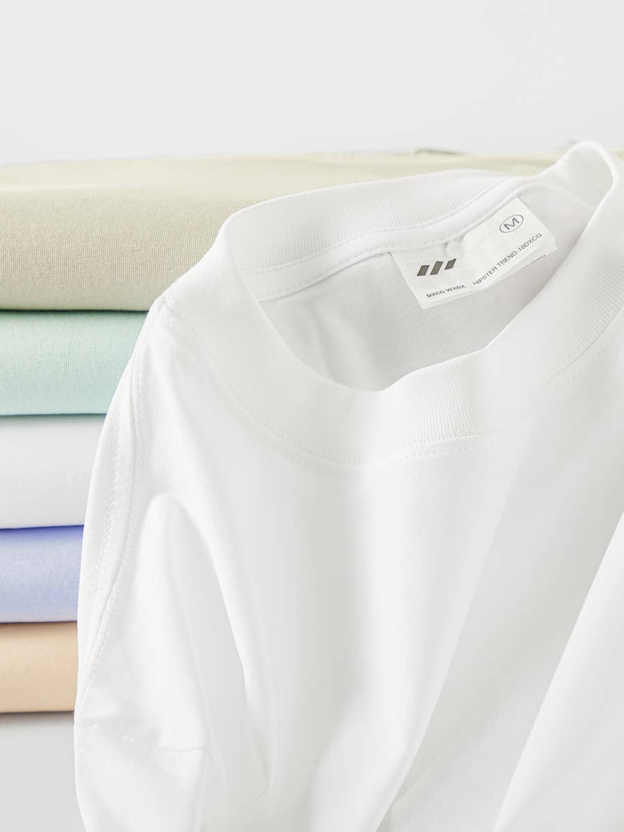 CWTTS0922_SOLID COLOR LOOSE CASUAL ROUND NECK T SHIRT