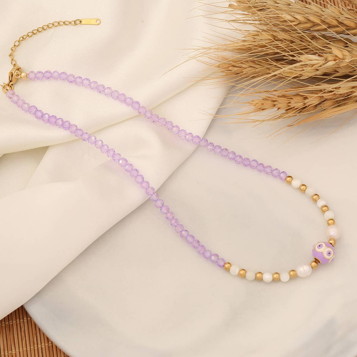 FASHION NATURAL STONE EYE PENDANT NECKLACE_CWAJE0638