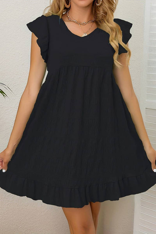 CWDSD8206_SUMMER FRENCH RETRO PLEATED RUFFLE DRESS