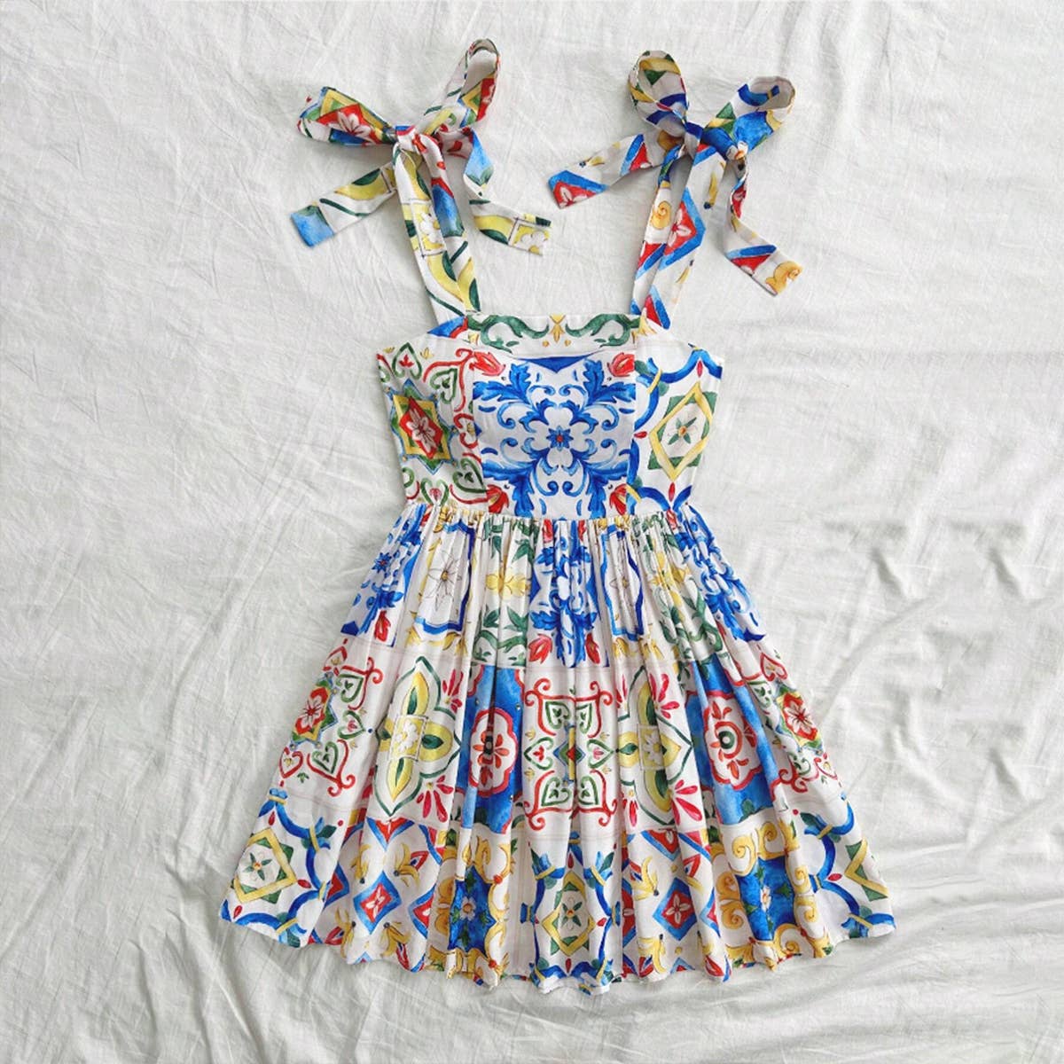 Brightly colored Sicilian style dress