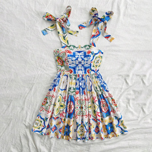 Brightly colored Sicilian style dress