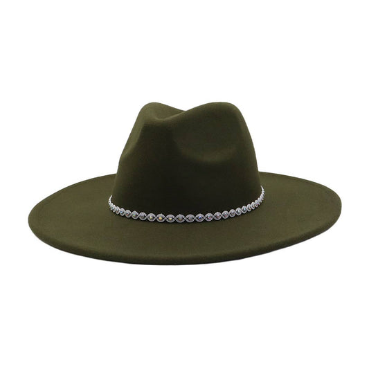 Heart Top Wide Brim Wool Blend Fedora Hat for All_CWAH04389