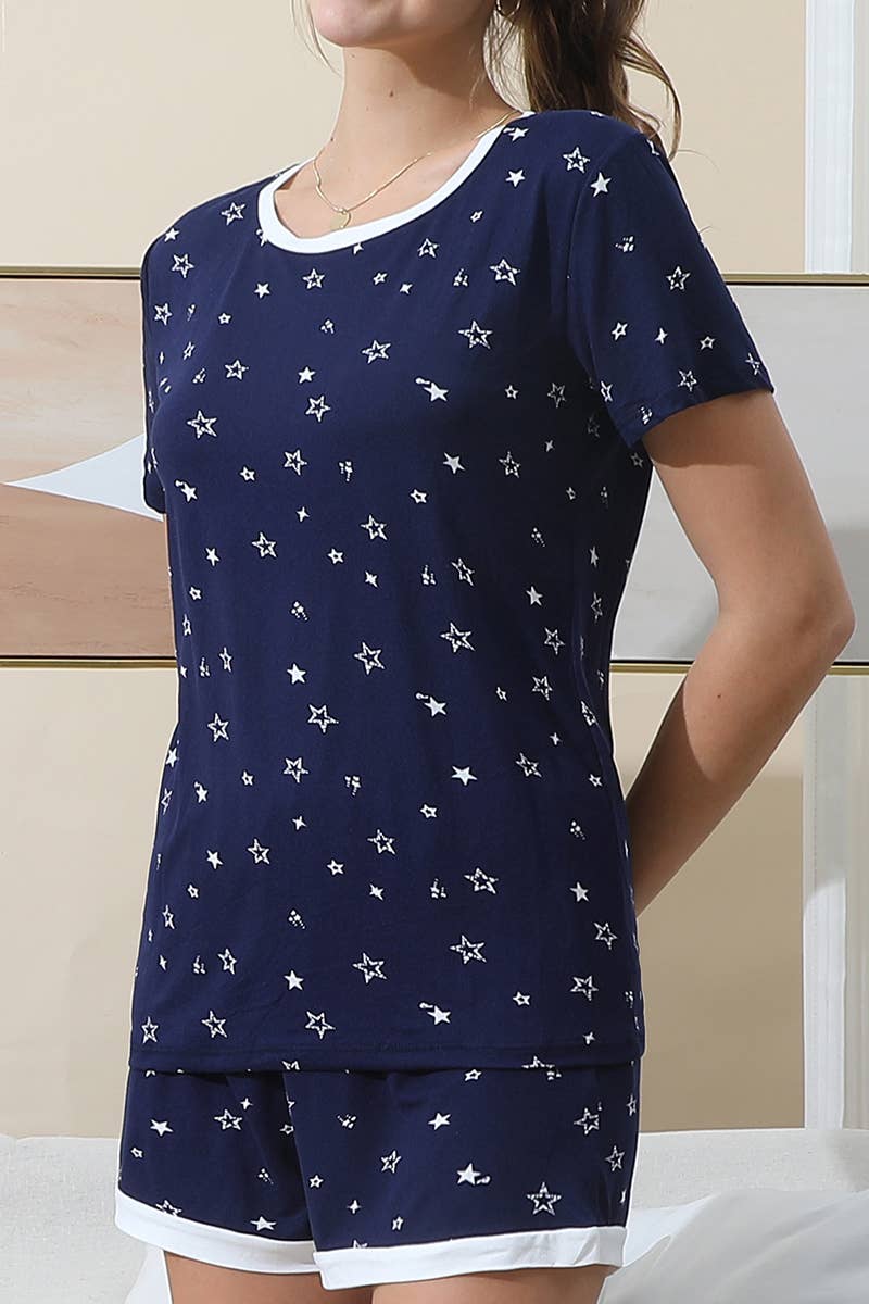 CWSPJ031-P_SHORT SLEEVE TOP WITH SHORTS PAJAMA SET