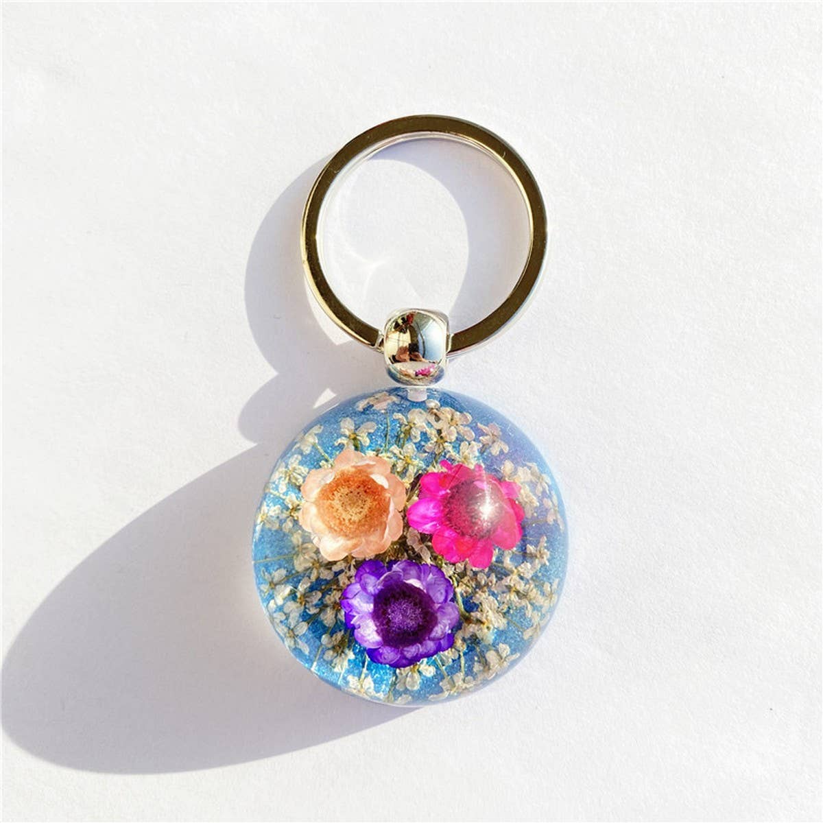 CREATIVE NEW STYLE DRIED FLOWER KEYCHAIN PENDANT