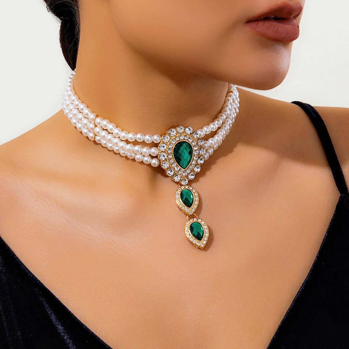 IMITATION PEARL RHINESTONE FASHION COLLAR JEWELRY