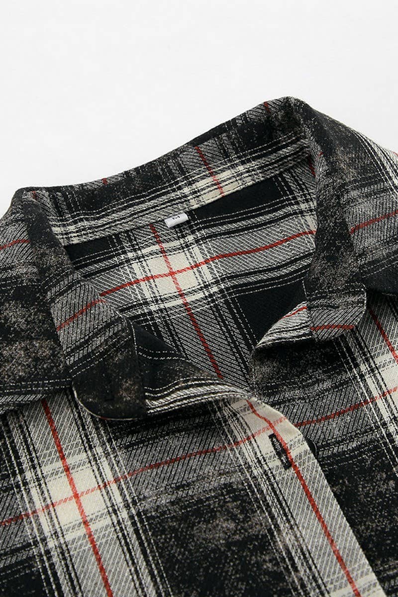 CWTBLL00627_RETRO PLAID CASUAL LONG-SLEEVED SHIRT