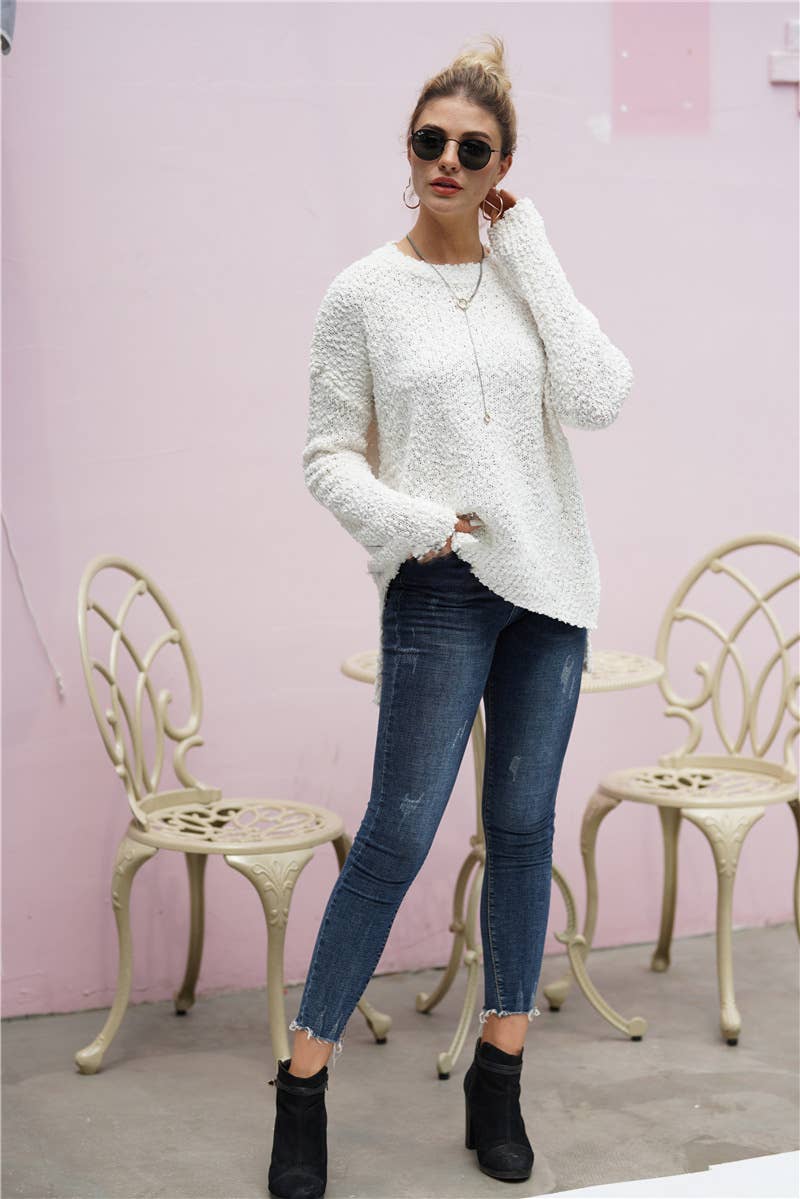 CWOSWL1409_Crew Neck Pullover Casual Sweater