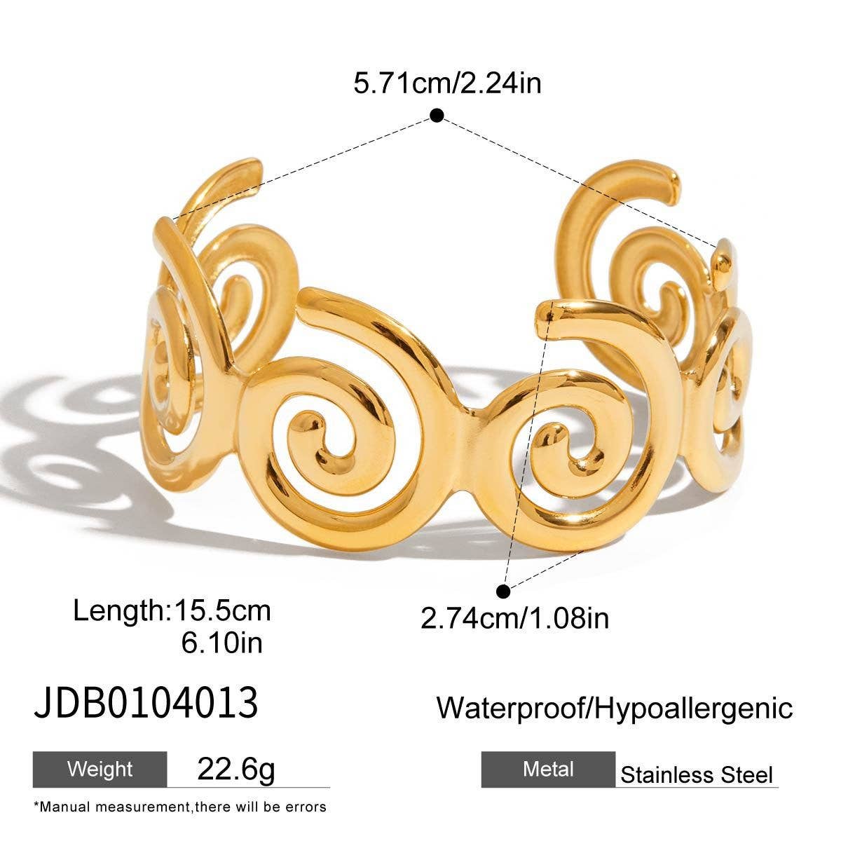 Elegant Hollow Open Cuff Bracelet for Women