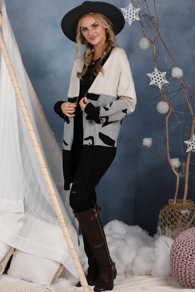 CWOCAL173_LONG SLEEVE ABSTRACT COLOR BLOCK CARDIGAN