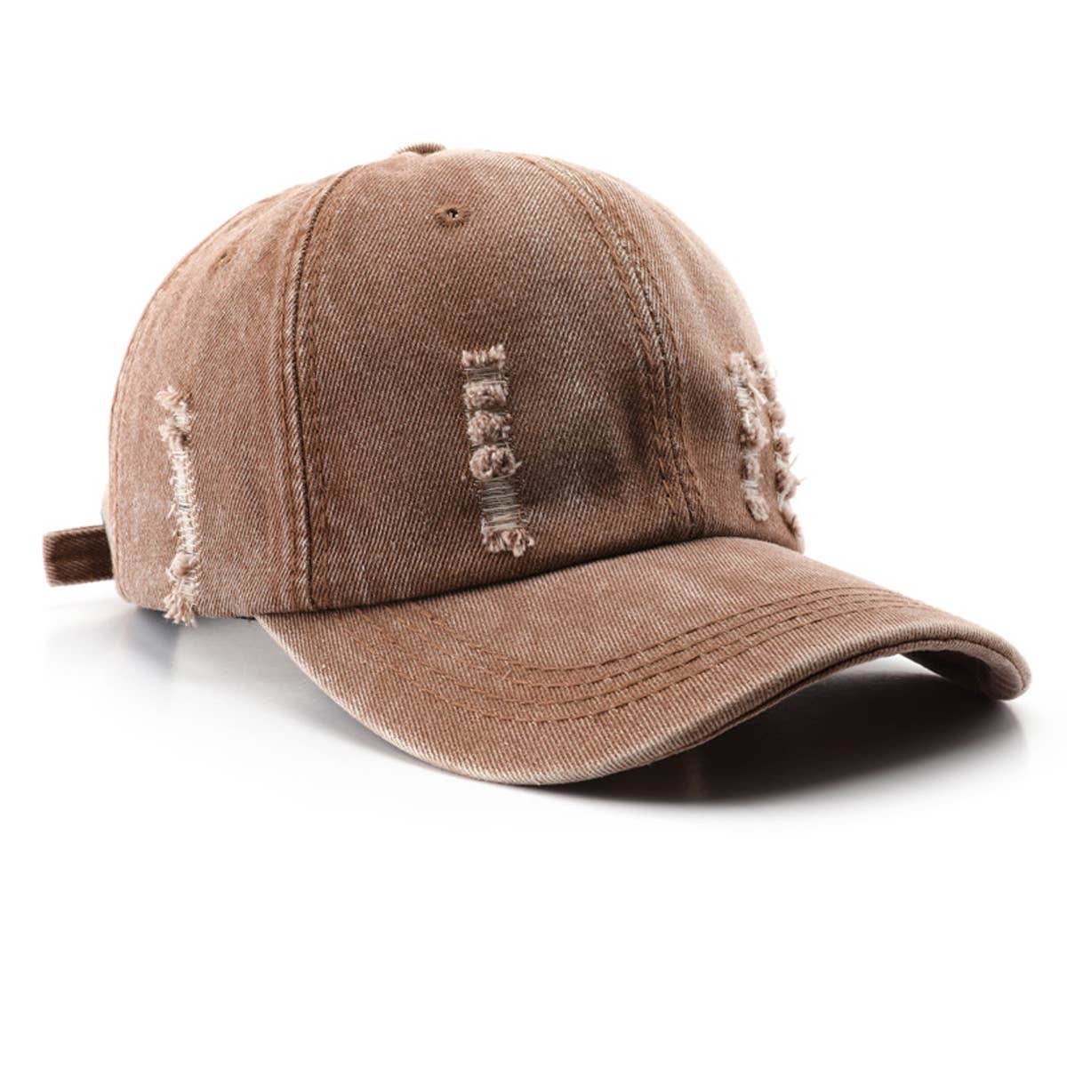 Vintage Washed Distressed Denim Baseball Cap_CWAH0896