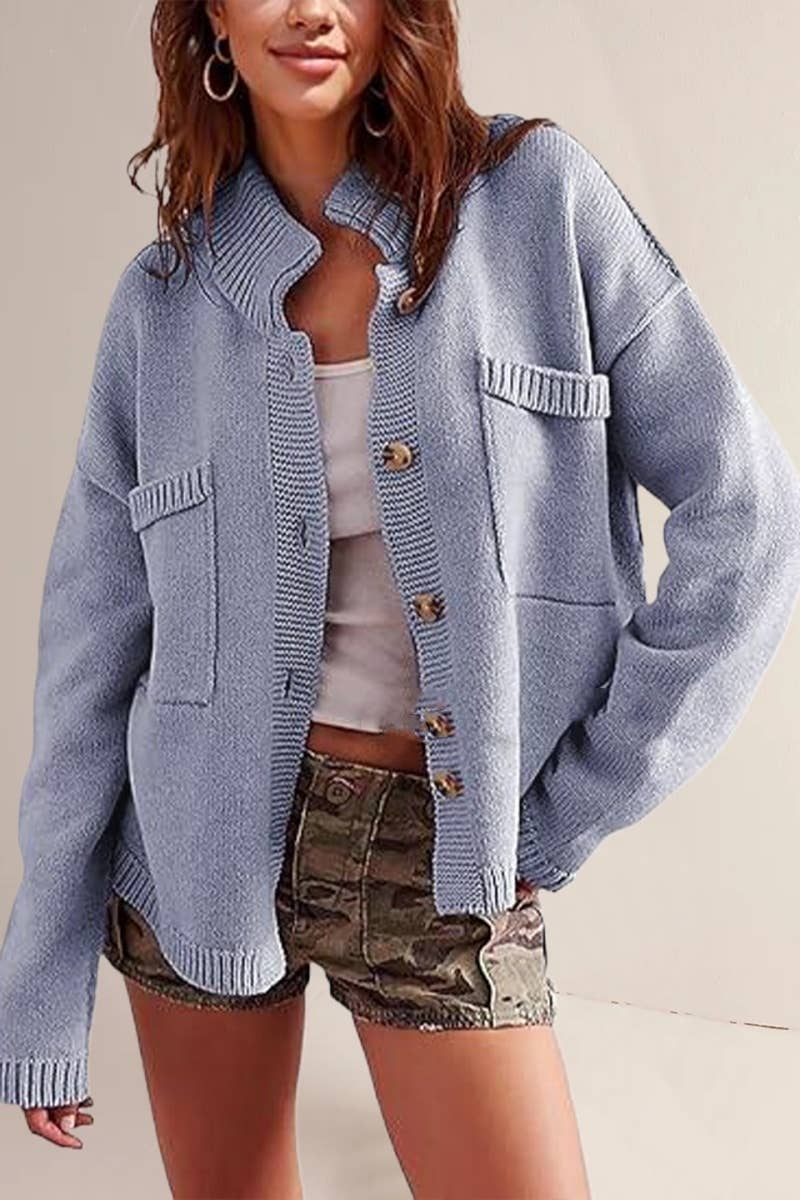 CWOCAL1806_KNIT COAT SOLID COLOR CARDIGAN SWEATER