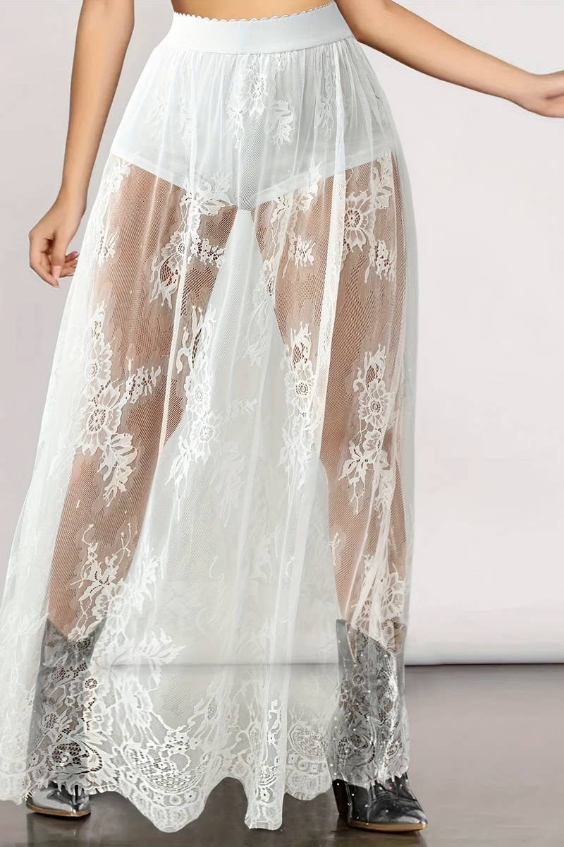 CWBLS0167_LACE SEE-THROUGH SEXY SKIRT