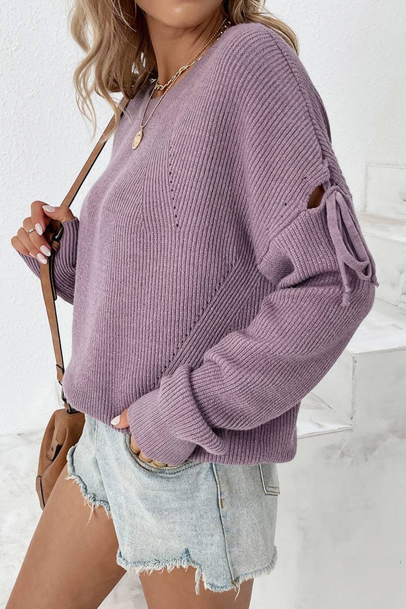 CWOSWL587 Oversized Off Shoulder Crew Neck Pullover Sweater
