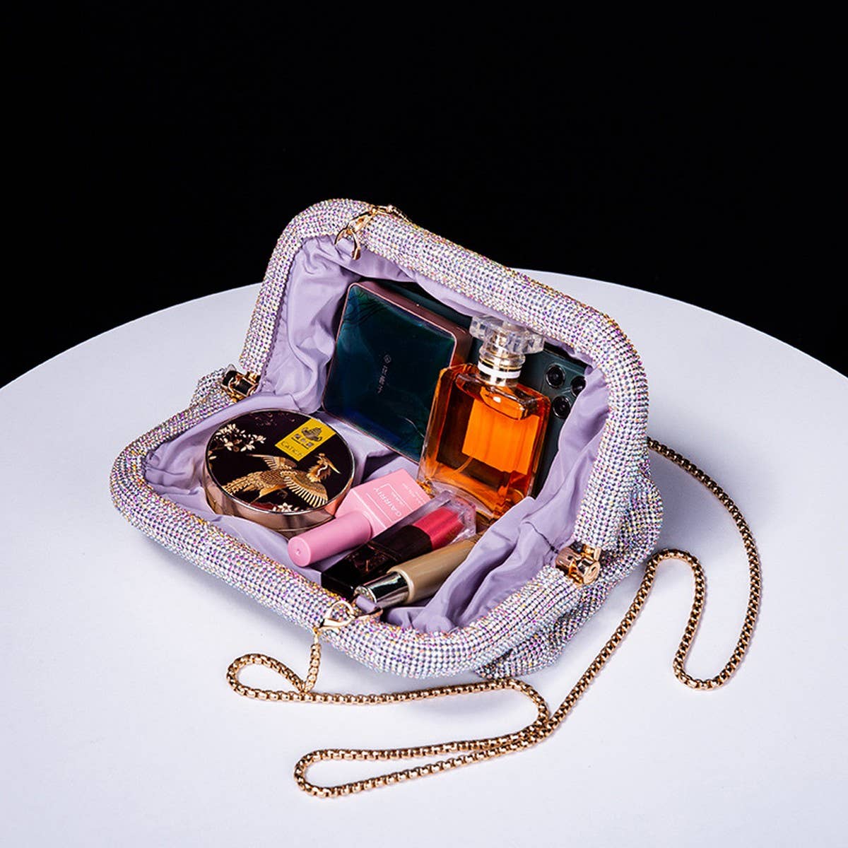 LUXURY HANDMADE RHINESTONE CLOUD CLIP EVENING BAG_CWAB3591