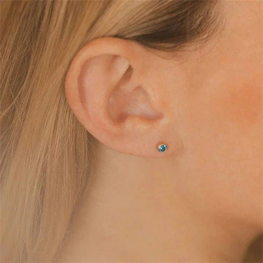Zodiac Birthstone Zircon Stud Earrings Colorfast_CWAJE5027