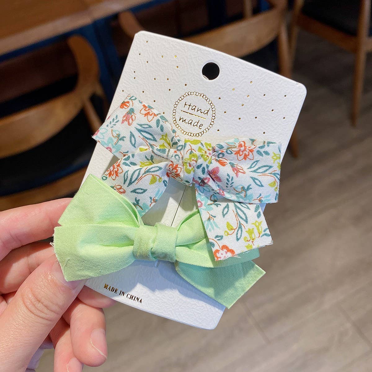 CWAHA07432_2PCS FLORAL BOW HAIR CLIPS FOR GIRLS KIDS