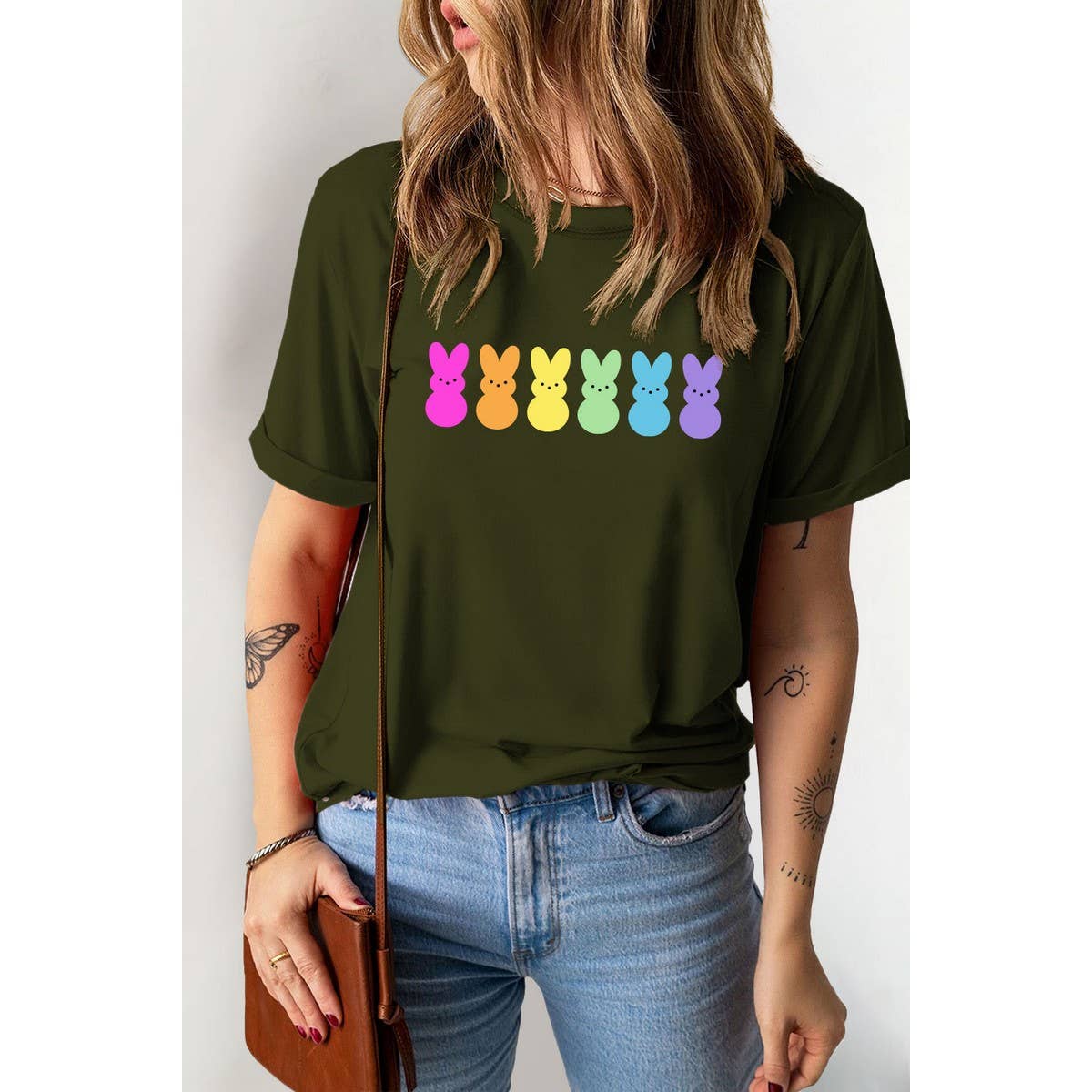 CUTE PRINTED BUNNY ROUND NECK T SHIRT FOR EASTER_CWTTS0790