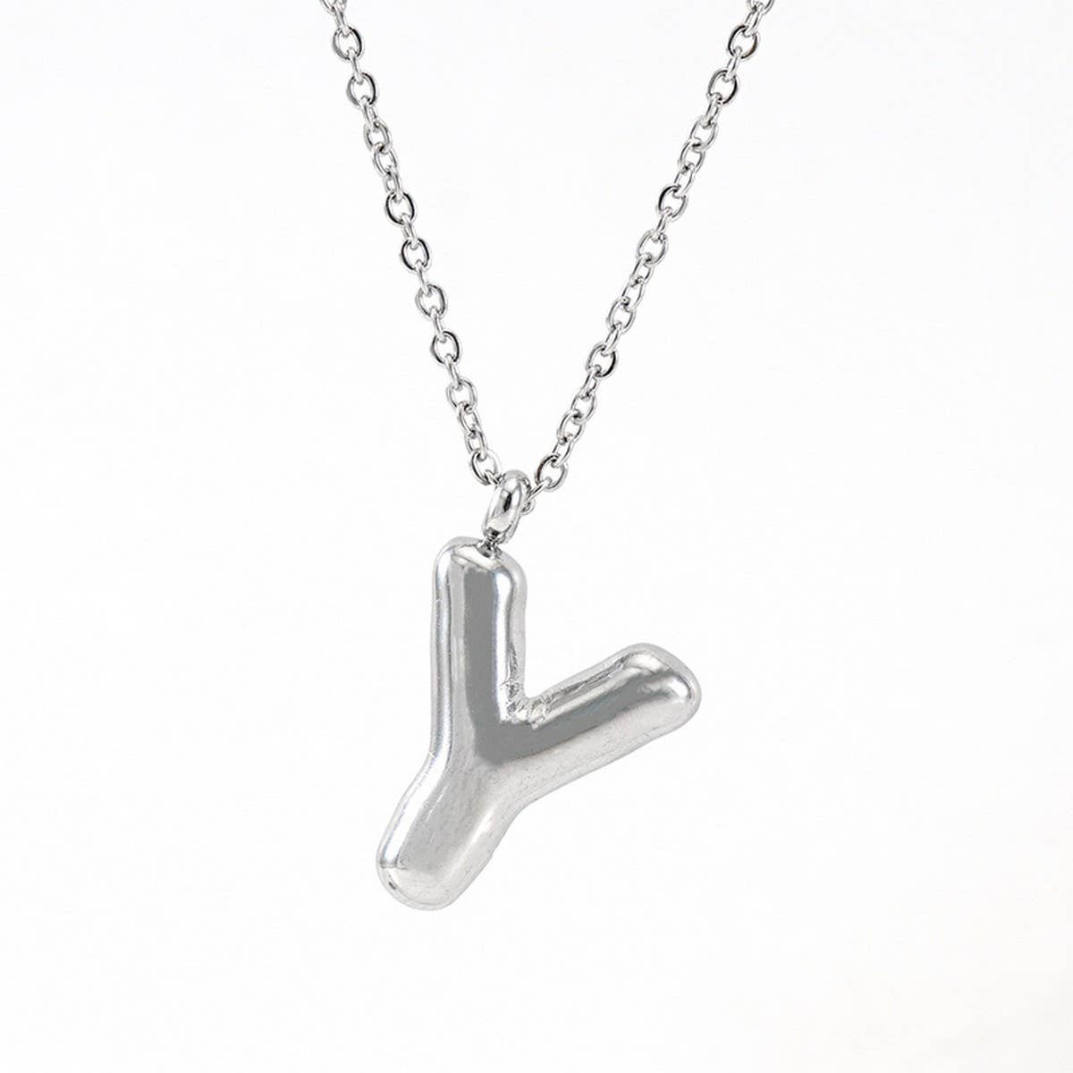 CWAJE1946_Steel Color Bubble Letter Necklace