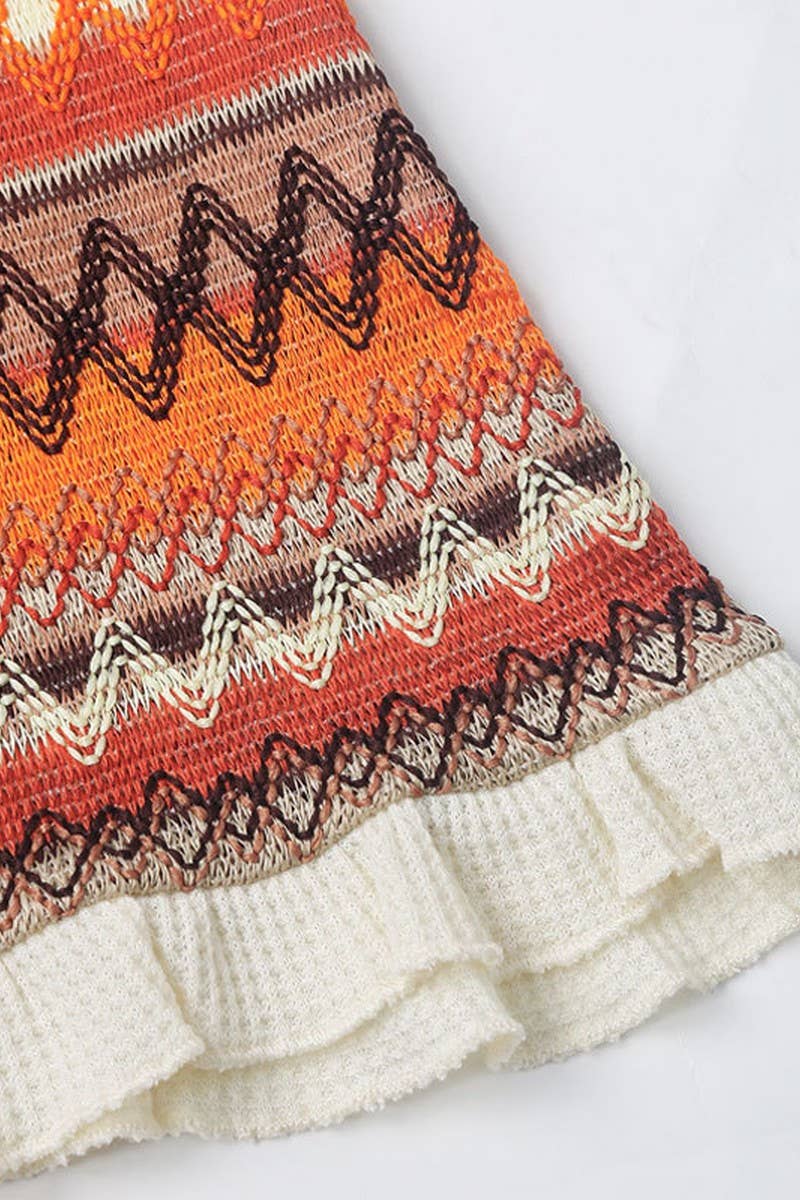 CWDSD4379_SQUARE NECK SUSPENDER PLEATED KNIT DRESS