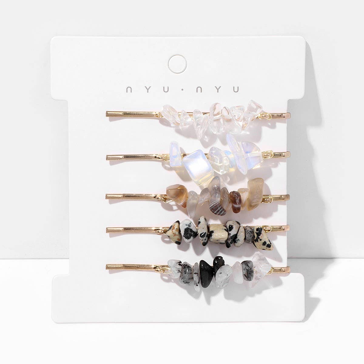 Natural Red Stone Hair Clip Set - Simple & Elegant_CWAHA1763