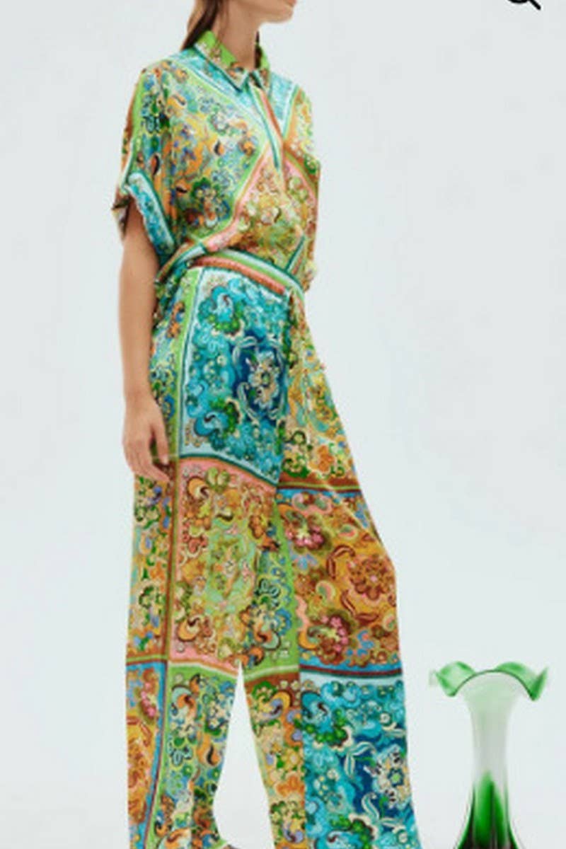 CWSS1245_GEOMETRIC PRINT SHIRT AND TROUSERS TWO-PIECE SET