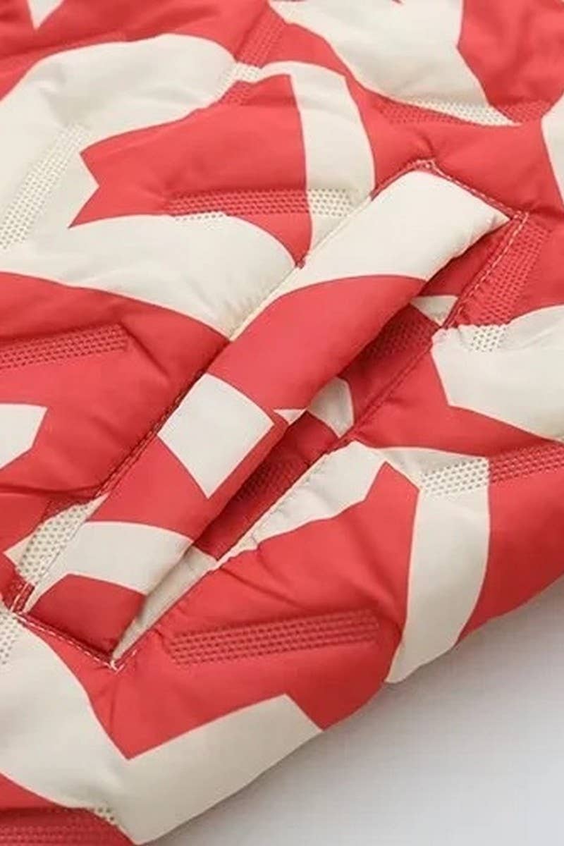 CWOCO1080_LOOSE PRINTED QUILTED ZIP-UP JACKET