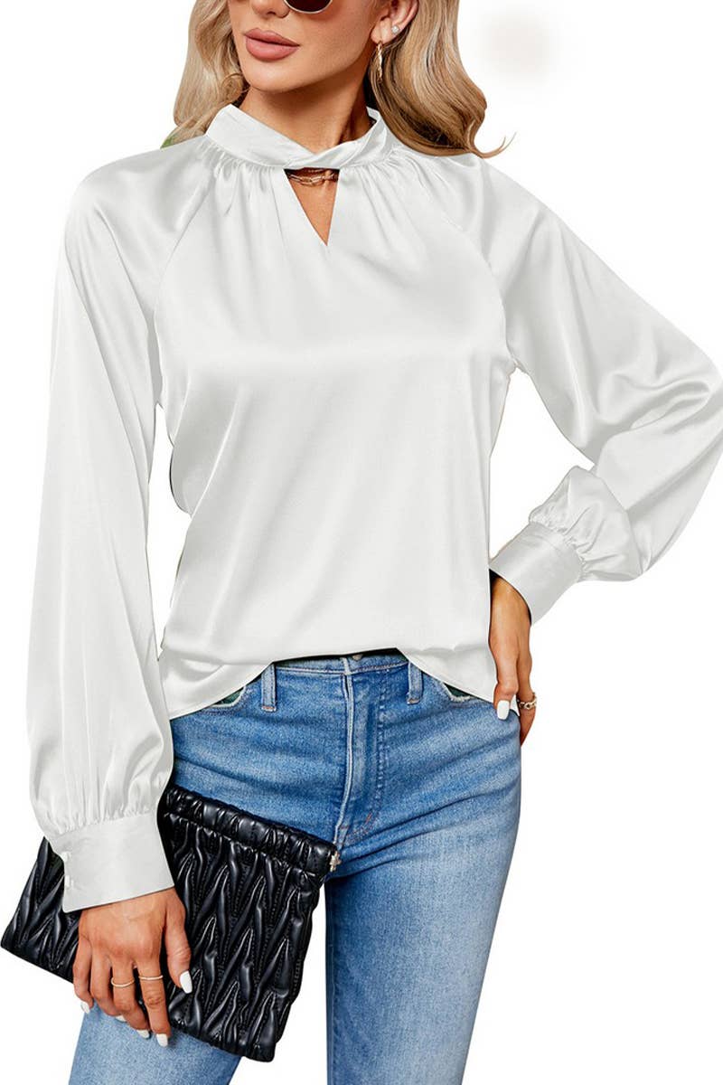 CWTBLL3752_NEW LADIES V-NECK LONG SLEEVE LOOSE SHIRT