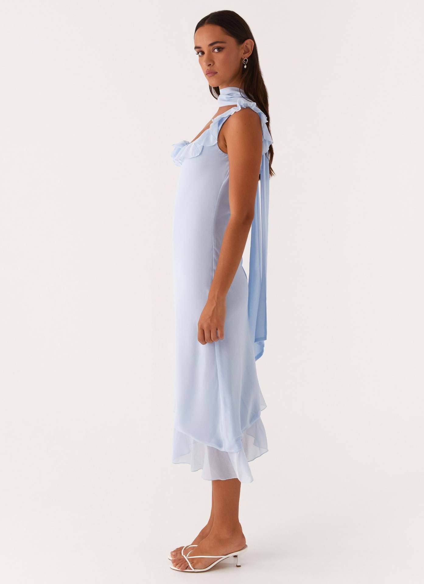 Fitted neck Sexy patchwork chiffon halter dress