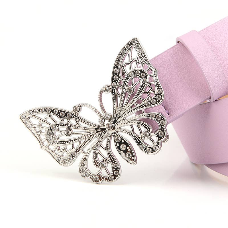 Fashionable butterfly rhinestone decorated belt