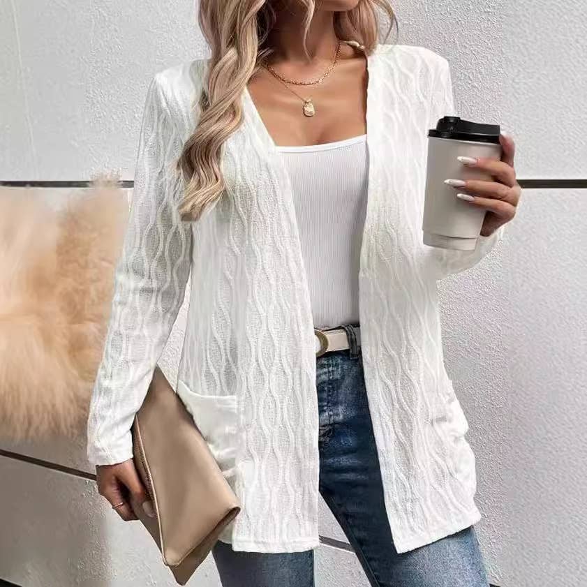 Casual and elegant long-sleeved knitted cardigan
