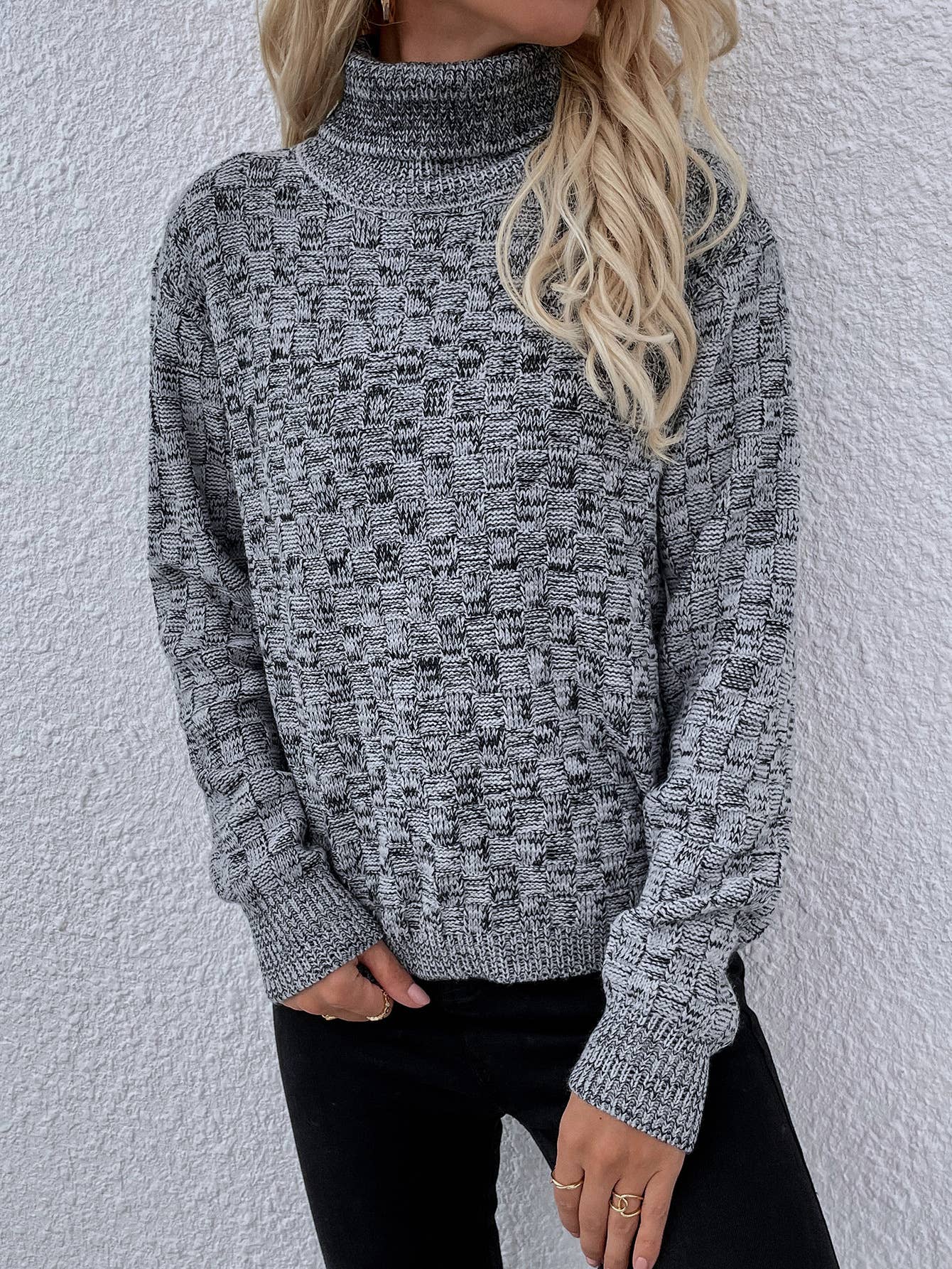 CWOSWL1157_Turtle Neck Long Sleeve Pullover Sweater