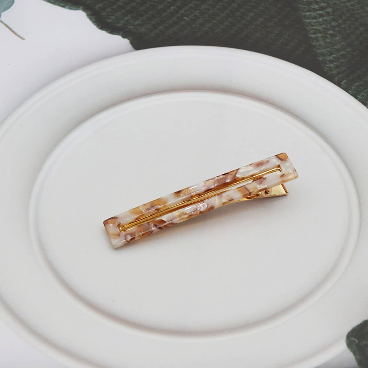 Acetate Hollow Square Hair Clip, Duckbill Bang Pin_CWAHA2624