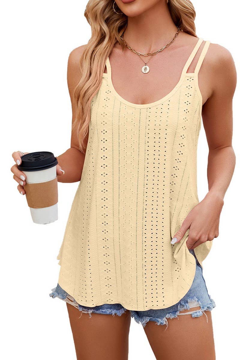CWTTSL0323_SOLID COLOR ROUND NECK WOMEN'S BOTTOMING VEST TOP