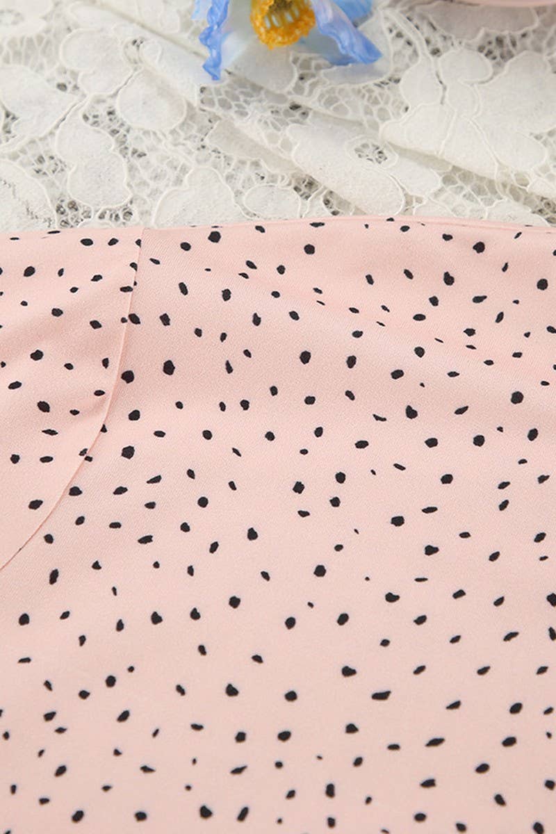 CWSPJ0377_PRINTED POLKA DOT SHORT SLEEVE SHORTS PAJAMA SET