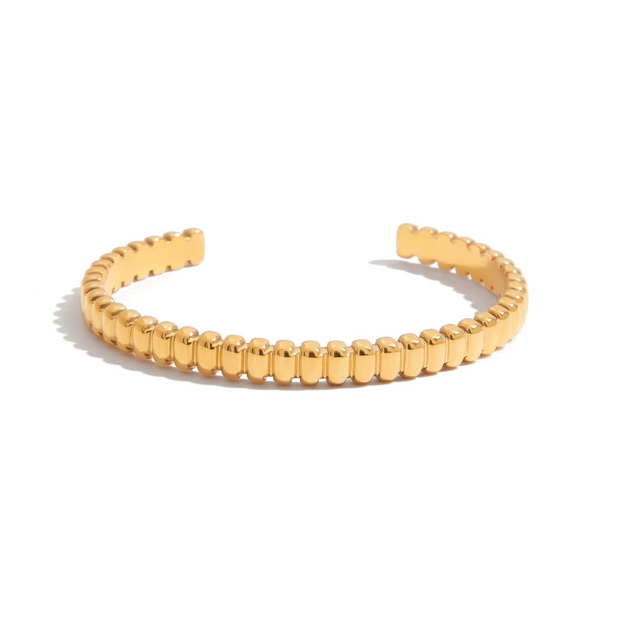 18K Gold Open Bangle, Titanium Steel, No Fade_CWAJE4696