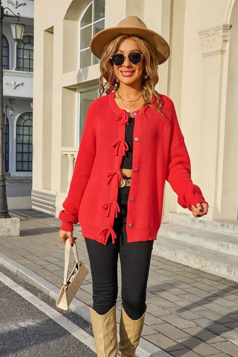 CWOSWL07607_BOW BUTTON CREWNECK LONG SLEEVE KNIT TOP