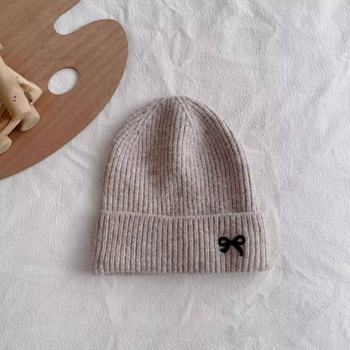 CHILDREN'S WARM KNITTED HAT WITH BOW EMBROIDERY_CWAH2926