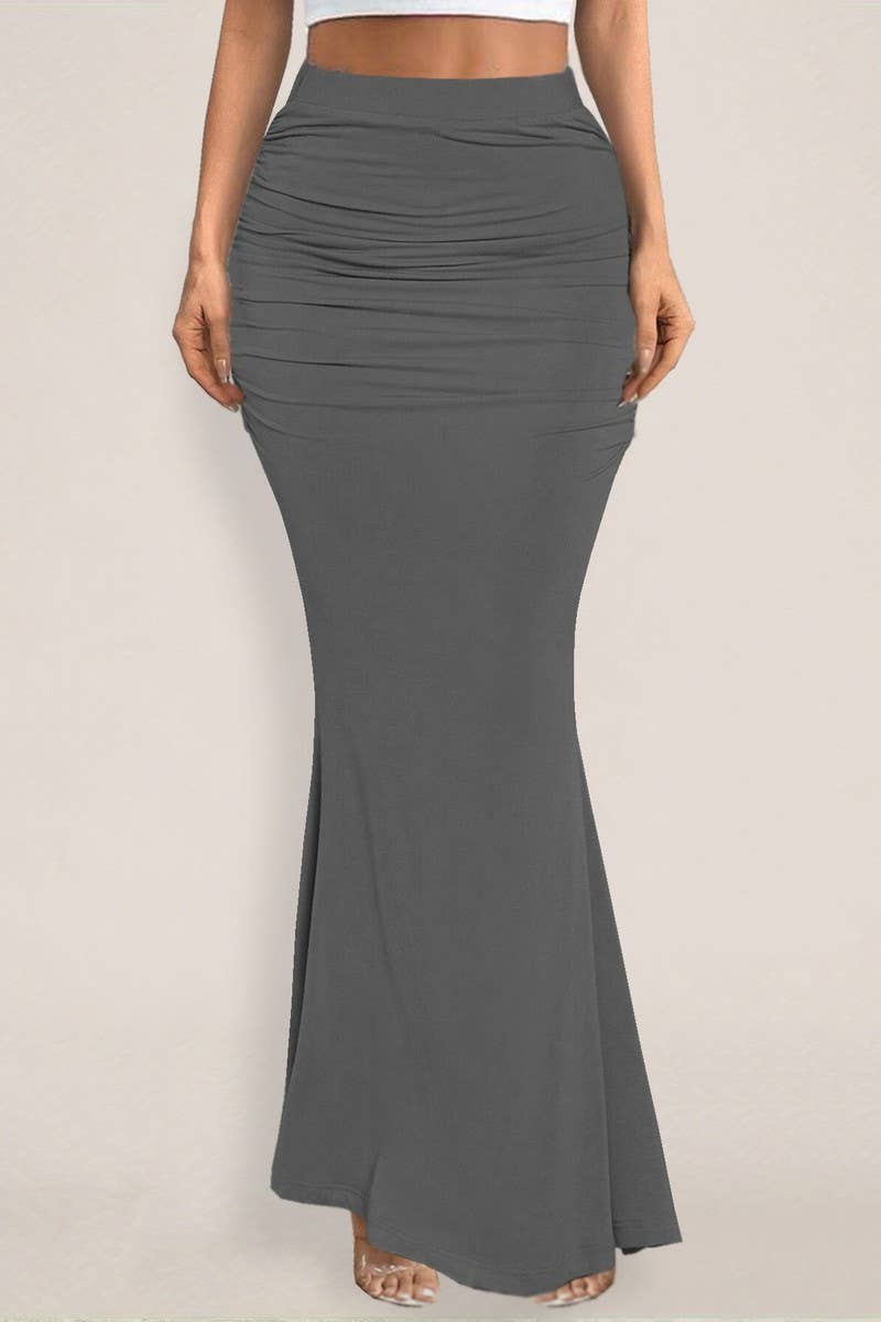 CWBLS0427_SUMMER SEXY HIGH-WAISTED RUCHED MAXI SKIRT